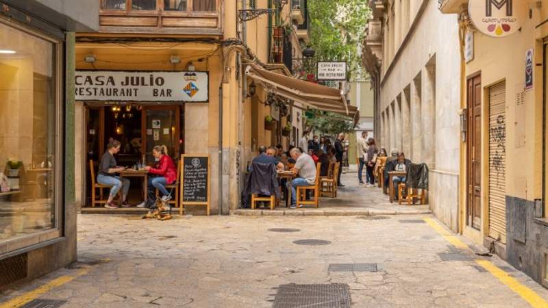 Street Life and people drinking coffee in Cafes