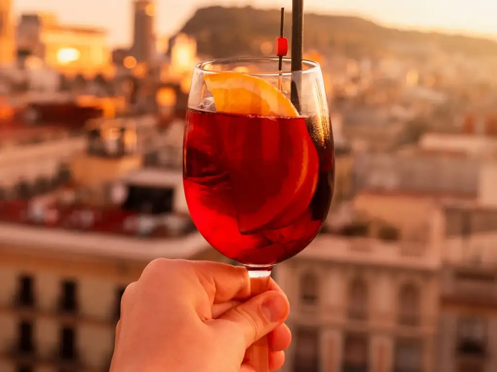 sangria overlooking barcelona